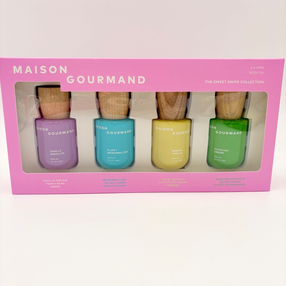 Maison Gourmand The Sweet Swipe Collection 4pc Body Oil Set Vanilla Pistachio